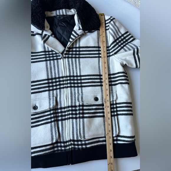 INC International Concepts Loki Ivory Black Plaid Wool Blend Jacket Men’s Large - Picture 5 of 8